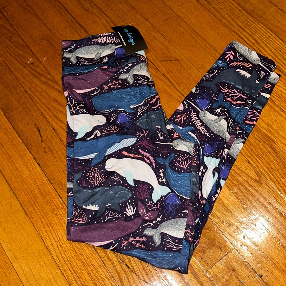 CP Designs Tween Whale Leggings (teen - adult size 4)